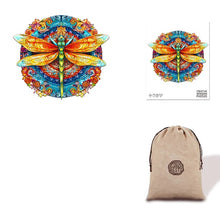 Load image into Gallery viewer, Mandala Dragonfly Eco Bag Wooden Puzzle
