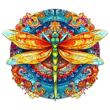 Load image into Gallery viewer, Mandala Dragonfly Wooden Jigsaw Puzzle
