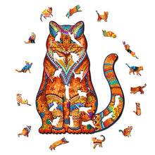 Load image into Gallery viewer, Playful cat Wooden Puzzle Pieces
