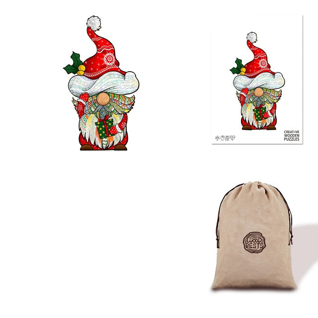 Santa Gnome - Eco Bag Wooden Puzzle