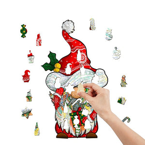 Santa Gnome - Wooden Puzzle Pieces