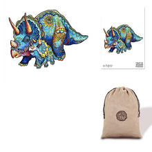 Load image into Gallery viewer, Triceratops Eco Bag Wooden Puzzle
