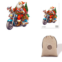 Load image into Gallery viewer, Biker Santa Eco Bag Wooden Puzzle
