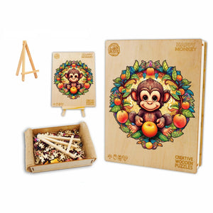 Cute Cheeky Monkey Box Wooden Puzzle