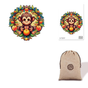 Cute Cheeky Monkey Eco Bag Wooden Puzzle