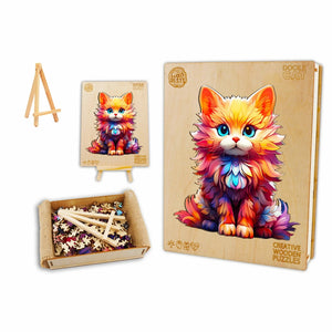 Cute Little Kitty Box Wooden Puzzle