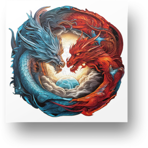 Dragons of Fire and Ice Wooden Puzzle Main Image