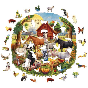Farm Animals - Wooden Puzzle Pieces