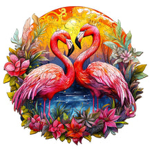 Load image into Gallery viewer, Flamingo Pair Wooden Puzzle
