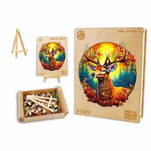 Majestic Autumn Deer Box Wooden Puzzle