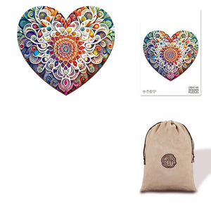 Mandala Heart - Eco Bag Wooden Puzzle