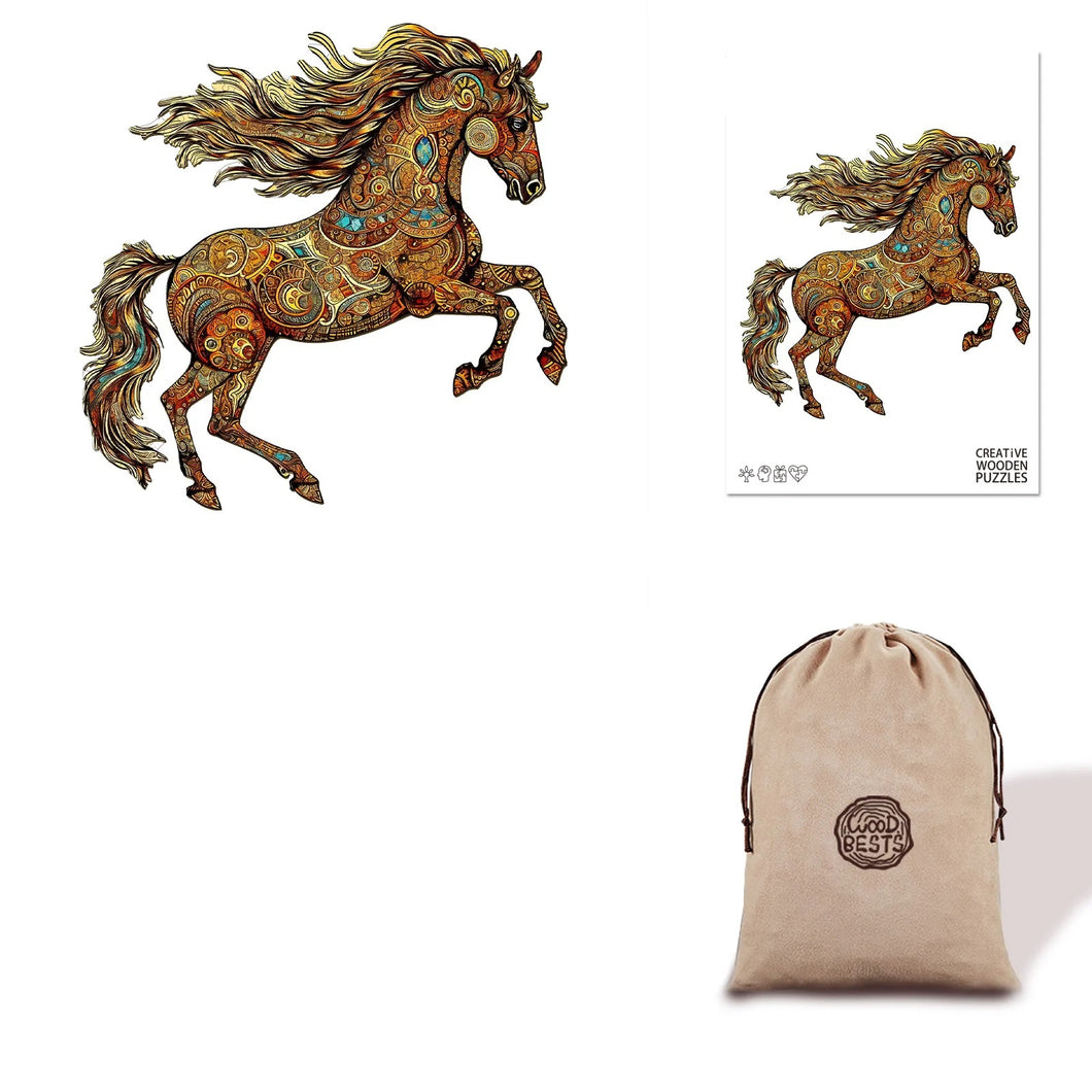 Ornamental Horse Wooden Puzzle Eco Bag