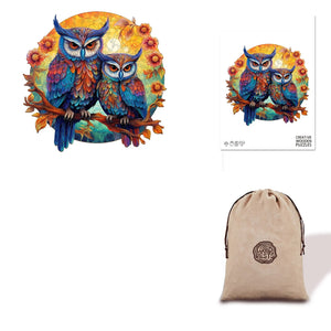 Pair of Owls Eco Bag Wooden Puzzle