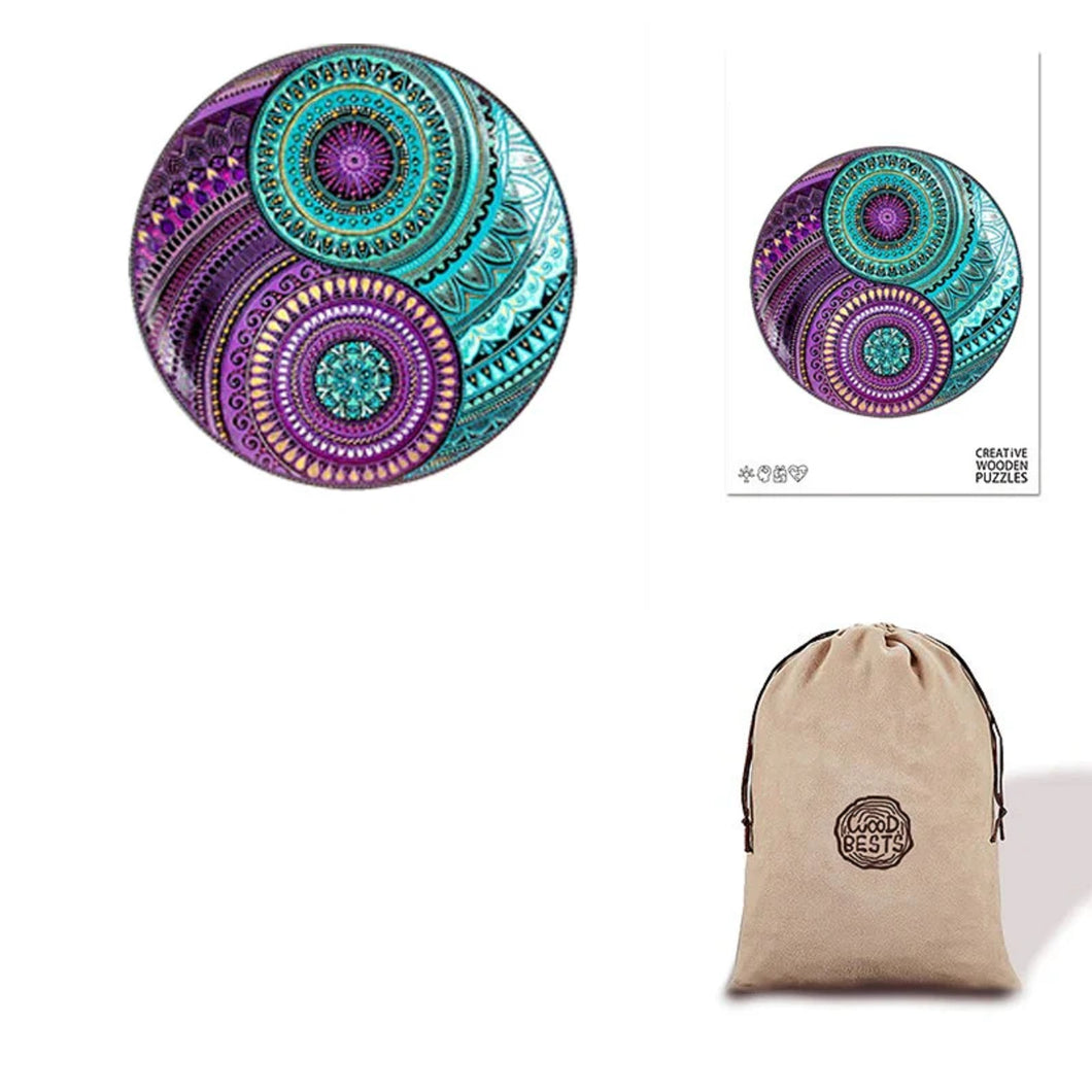 Purple Ying Yang Eco Bag Wooden Puzzle