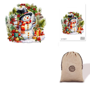 Snowman with Presents - Eco Bag Wooden Puzzle
