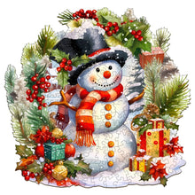 Load image into Gallery viewer, Snowman with Presents - Wooden Puzzle
