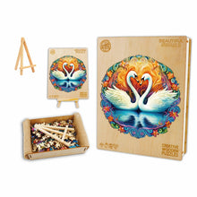 Load image into Gallery viewer, Swans in Love Box Wooden Puzzle
