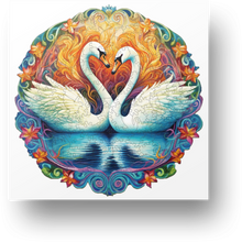 Load image into Gallery viewer, Swans in Love Wooden Puzzle Main Image
