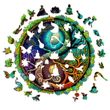 Load image into Gallery viewer, Tree of Life Sun and Moon - Wooden Puzzle Pieces
