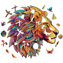 Load image into Gallery viewer, Tribal Lion - Wooden Puzzle Pieces
