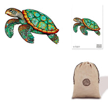 Load image into Gallery viewer, Turquoise Turtle Eco Bag Wooden Puzzle
