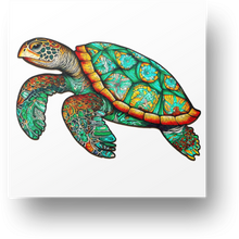 Load image into Gallery viewer, Turquoise Turtle Wooden Puzzle Main Image
