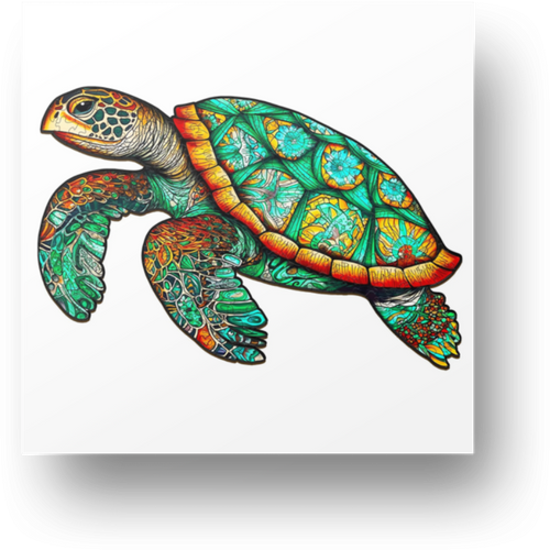 Turquoise Turtle Wooden Puzzle Main Image