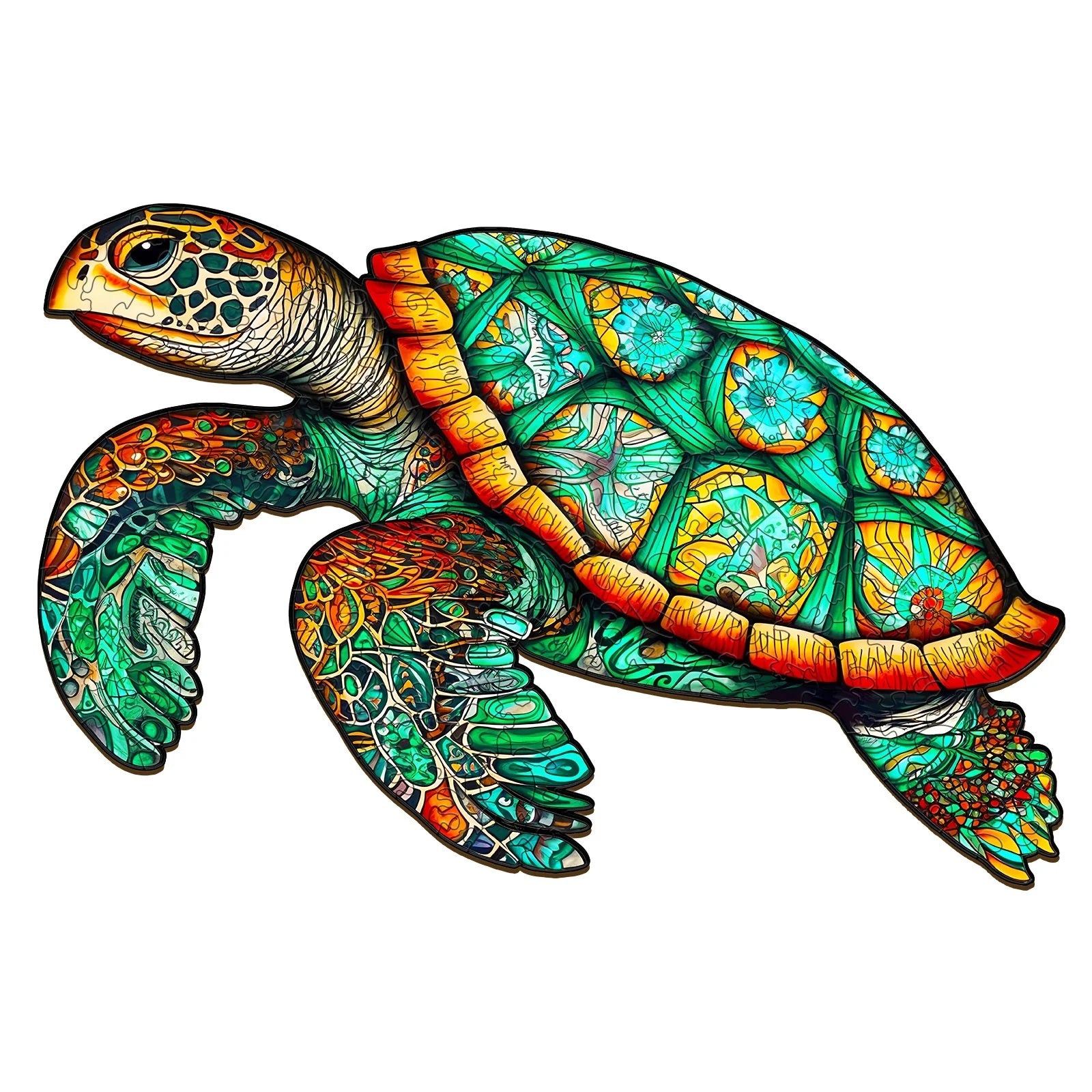 Torques Turtle Turquoise Turtle - Wooden Jigsaw Puzzle