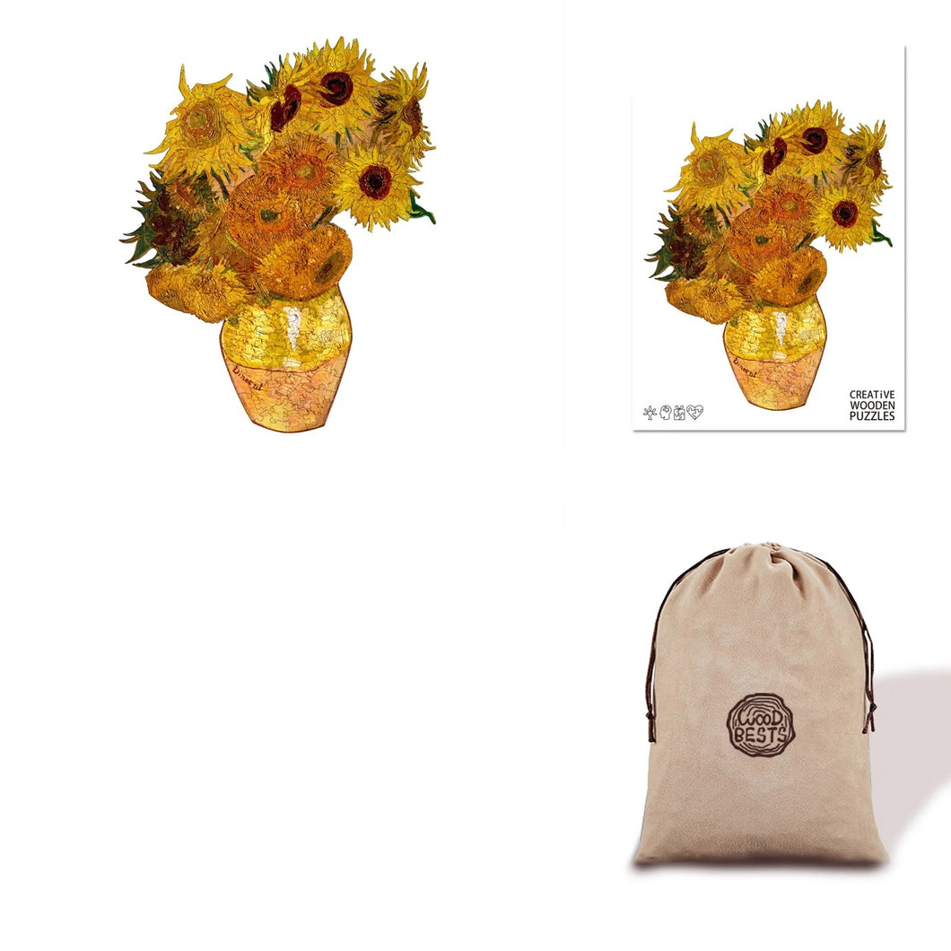 Van Gogh Sunflowers Eco Bag Wooden Puzzle