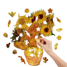 Load image into Gallery viewer, Van Gogh Sunflowers Wooden Puzzle Pieces
