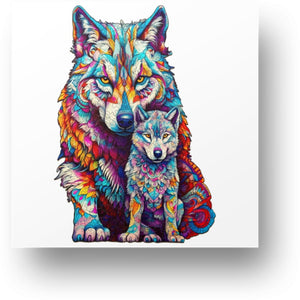 Wolf with Pup - Wooden Puzzle