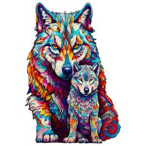 Wolf with Pup - Wooden Jigsaw Puzzle