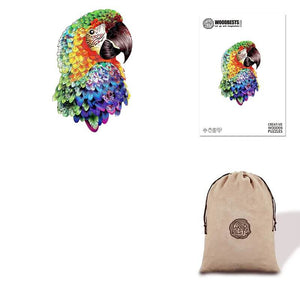 Colorful Parrot Eco Bag Wooden Puzzle