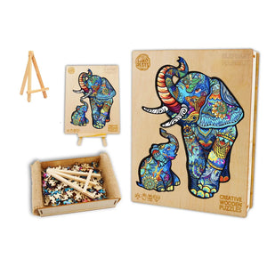 Elephant Family Box Wooden Puzzle