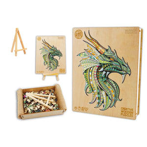 Majestic Green Dragon Box Wooden Puzzle