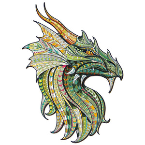 Majestic Green Dragon Wooden Puzzle