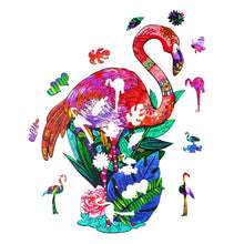 Load image into Gallery viewer, Elegant Flamingo Wooden Puzzle Pieces
