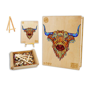 Highland Cow Wooden Puzzle Box