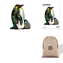 Load image into Gallery viewer, Penguin Mother with Son Wooden Puzzle Eco Bag
