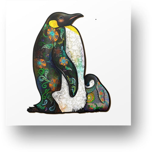 Penguin Mother with Son Wooden Puzzle