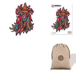 Proud Rooster Wooden Puzzle Eco Bag