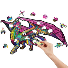 Load image into Gallery viewer, Purple Color Dragon Wooden Puzzle Pieces
