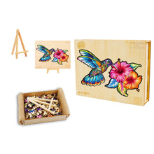 Load image into Gallery viewer, Vibrant Hummingbird Wooden Puzzle Box
